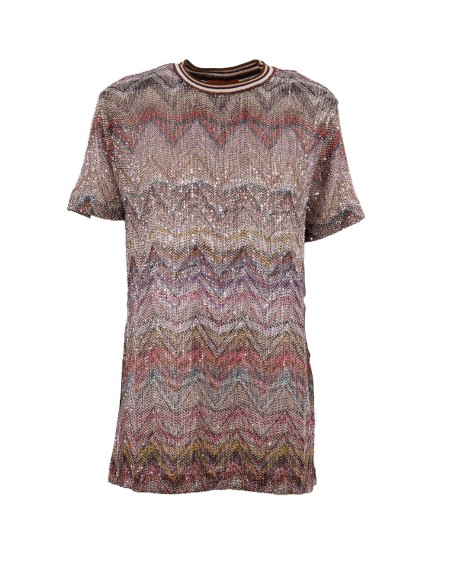 Shop MISSONI  T-shirt: Missoni t-shirt manica corta zig zag e paillettes.
T-shirt manica corta.
Lavorazione a telaio Caperdoni.
Motivo zig zag.
Misto viscosa.
Filamenti lamé e paillettes.
Composizione: 48%Viscosa, 46%Poliammide, 6%Fibra Metallizzata.
Made in Italy.. WL04BC005G-S01HU
